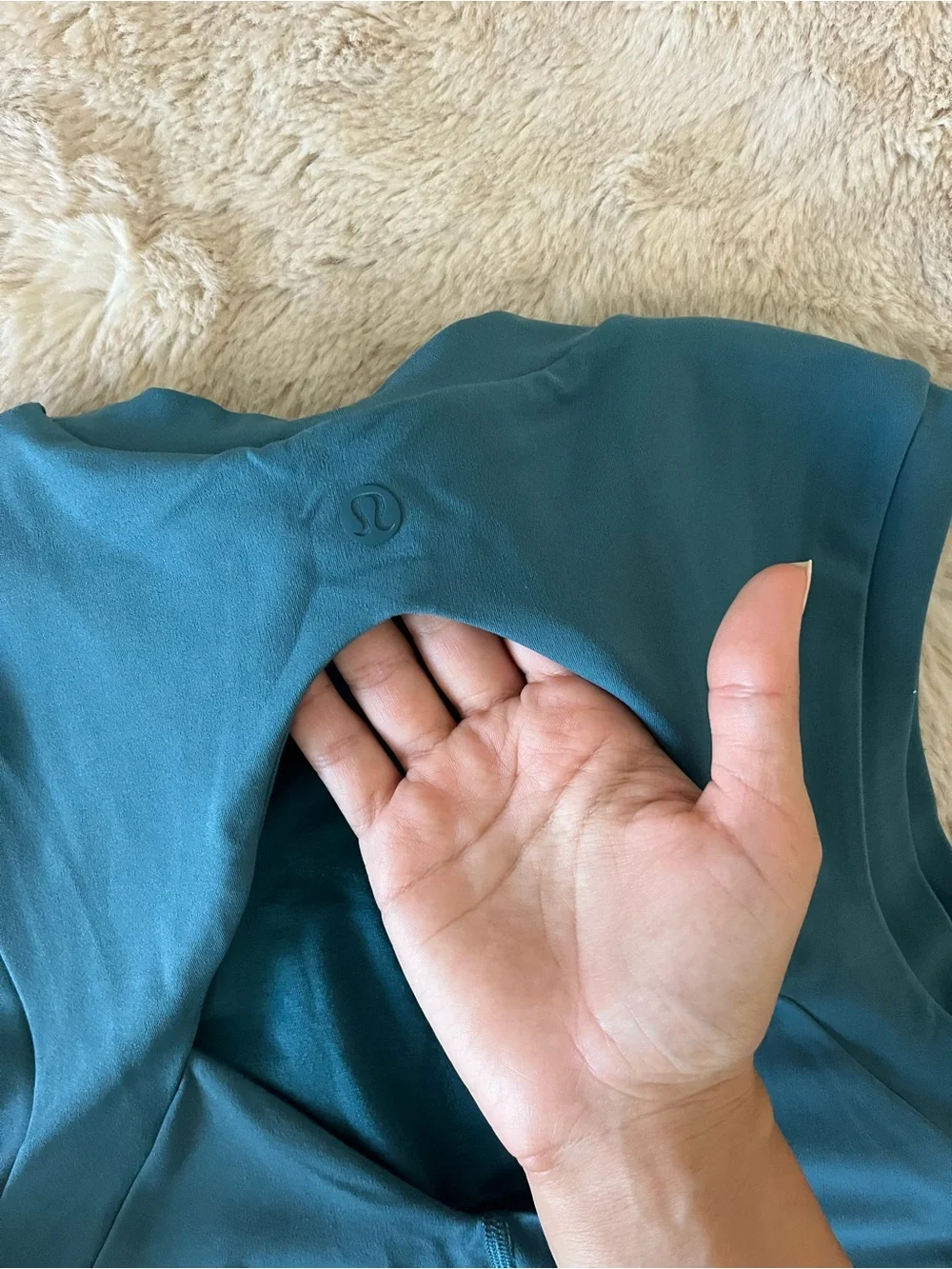 Lululemon Teal Cutout Back Built In Sports Bra